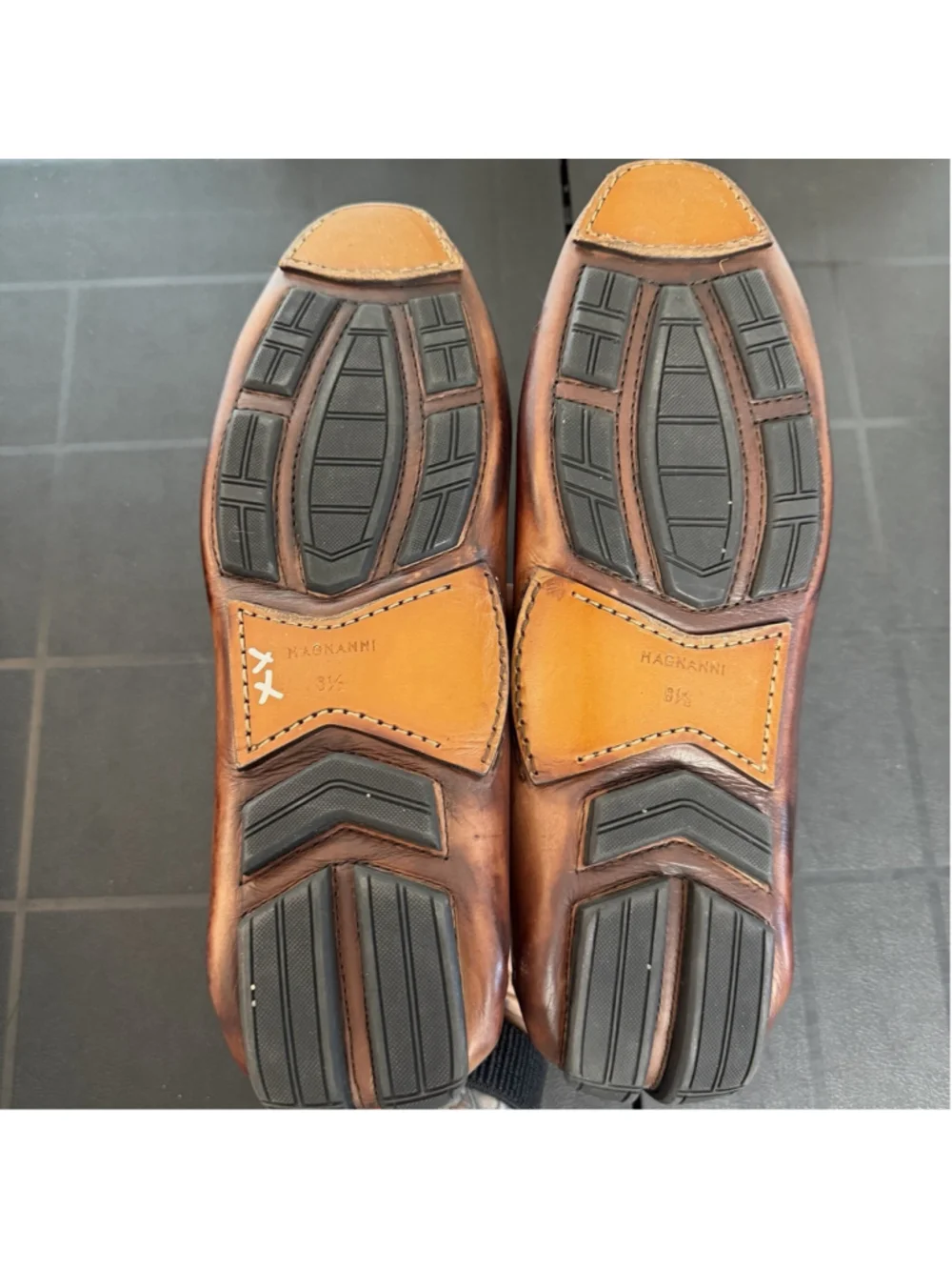 Magnanni x NM Mens 8.5 M Brown Leather Woven Penny Loafers Driving Comfort Spain